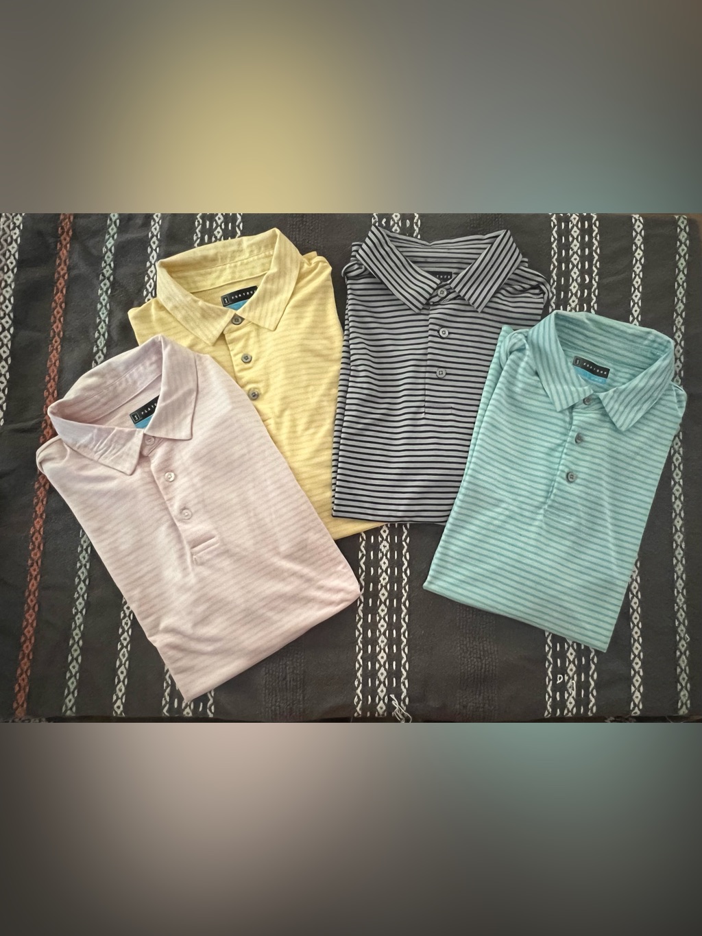 Bundle Of 4 Pga Tour Men's Feeder Stripe Polo Shirts Medium